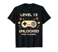 Funny Level 12 Unlocked Gamer 12th Birthday Video Game Pixel T-Shirt