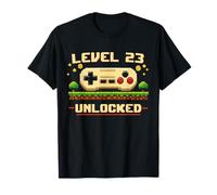 Funny Level 23 Unlocked Video Game 23rd Birthday Gamer Pixel T-Shirt