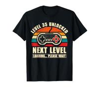 Funny Level 35 Unlocked Gamer 35th Birthday Vintage 35 Bday T-Shirt