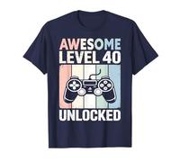 Funny Level 40 Unlocked Video Gamer 40th Birthday Men Women T-Shirt