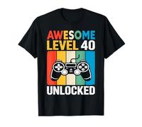 Funny Level 40 Unlocked Video Gamer 40th Birthday Men Women T-Shirt