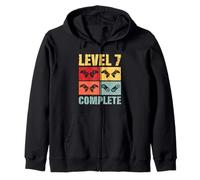 Funny Level 7 Complete Vintage Retro 7th Wedding Anniversary Zip Hoodie