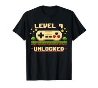 Funny Level 9 Unlocked Video Game 9th Birthday Gamer Pixel T-Shirt