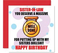 Funny LGBT Birthday Cards for Sister in Law - Massive Well Done - Joke Happy Birthday Card for Sister in law, law Gifts, 145mm Greeting Cards Gift from laws