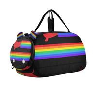 Funny LGBT Gay Pride Dachshund Dog Boy's Gym Duffel Bag with Shoes Compartment Large Capacity Weekender Overnight Range Bag for Travel, Swimming, Dance, Ballet