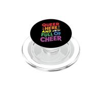 Funny LGBT LGBTQI Pride Flag Queer Here PopSockets PopGrip for MagSafe