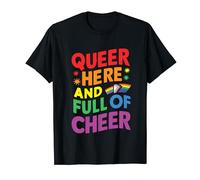 Funny LGBT LGBTQIA+ Pride Flag Queer Here T-Shirt