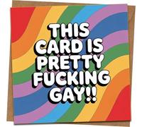 Funny LGBTQ+ Rainbow Greeting Card, Sweary Pride Humor, Square 145mm x 145mm, Blank Inside, Includes Kraft Envelope - Bold Retro Design for Birthday, Coming Out, Anniversary