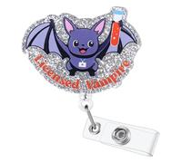 Funny Licensed Vampire Badge Reel, Cute Phlebotomy Nures Retractable ID Card Badge Holder, Name Tag Medical Work Badge Clip for RN LPN CNA MA ER Night Shift Nurse Nursing Student Doctor, Nurse Gifts