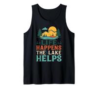 Funny Life Happens The Lake Helps Distressed Vintage Tank Top
