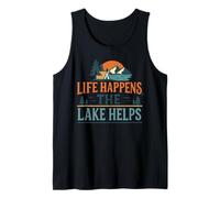 Funny Life Happens The Lake Helps Distressed Vintage Tank Top