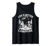 Funny Life is Better at Campfire Bigfoot Alien Camper Crew Tank Top