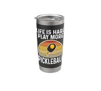Funny Life is Hard Play More Pickleball Legend Retro Paddle Stainless Steel Insulated Tumbler