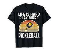 Funny Life is Hard Play More Pickleball Legend Retro Paddle Value Graphic T-Shirt