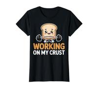 Funny Lifting Gym Sourdough - Working On My Crust Value Graphic T-Shirt, Women, Black, S