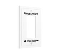 Funny Light Switch Cover Plate,“Guess What This Does”Design, 1-Gang Decorator Rocker Wall Plate, Decorative Novelty Switch Plate Cover with Matching Screws, Modern Edge, 5.0 x 3.0 in