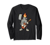 Funny Lighter Flames with Cool Electric Guitar Outfit Long Sleeve T-Shirt