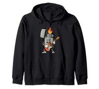 Funny Lighter Flames with Cool Electric Guitar Outfit Zip Hoodie