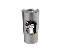 Funny Linux Tux Penguin Coffee Cartoon Grumpy Stressed Stainless Steel Insulated Tumbler