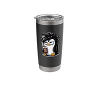 Funny Linux Tux Penguin Coffee Cartoon Grumpy Stressed Stainless Steel Insulated Tumbler