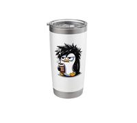 Funny Linux Tux Penguin Coffee Cartoon Grumpy Stressed Stainless Steel Insulated Tumbler