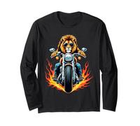Funny Lion Riding a Motorcycle Design Lion Lovers Long Sleeve T-Shirt