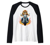 Funny Lion Riding a Motorcycle Design Lion Lovers Raglan Baseball Tee