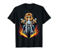 Funny Lion Riding a Motorcycle Design Lion Lovers T-Shirt