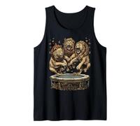 Funny Lions Jumping on Trampoline Fall Vibes Autumn Animals Tank Top