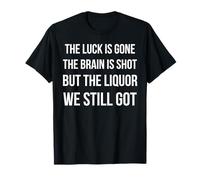 Funny Liquor Sarcasm Beer Wine Brain Damage T-Shirt