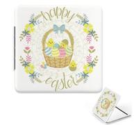 Funny Little Chicks Makeup Mirror, 1X/2X Square Mirror Vanity, Pu Leather Portable Travel Makeup Small Mirrors, Handbag Accessories Mirrors, Gadgets for Women, Birthday Gifts for Girls