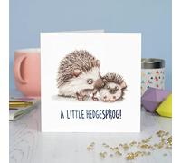 Funny Little Hedgehog Sprog New Baby Card - Hand Painted and Printed in UK