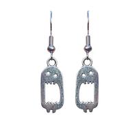 Funny Little Monster Dangle Earring, Cute Unique Monster Earrings Silver Little Ghost Earrings, Eccentric Quirky Dangling Dangle Women Gifts (Tall Monster)