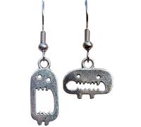 Funny Little Monster Dangle Earring, Cute Unique Monster Earrings Silver Little Ghost Earrings, Eccentric Quirky Dangling Dangle Women Gifts (Wide Tall Combo)