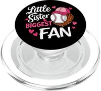 Funny Little Sister Biggest Fan Bow Baseball Sis Game Day PopSockets PopGrip for MagSafe