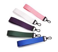 Funny live 5 Pieces Wristlet Straps for Keys Wallets Bag, Macaron Color Wristlet Bracelet Keychain Fabric Hand Wrist Lanyard Key Chain Holder, Pink, 6.7 x 1.1 inch