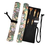Funny live Paint Brush Holder Art Supplies, Artist Brush Holder & Art Supply Storage Organizer Roll-Up Case Bag, Protect Acrylic Oil Watercolor Paintbrushes (Cuddly Cat-20 Slot Pockets)
