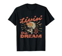 Funny Livin' The Dream, Vintage Distressed Skull T-Shirt