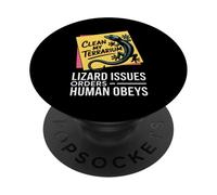 Funny Lizard Issues Orders Human Obeys Clean My Terrarium PopSockets Adhesive PopGrip