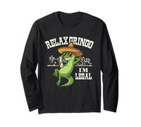 Funny Lizard Relax Gringo I'm legal Mexican Immigrant gifts Long Sleeve T-Shirt