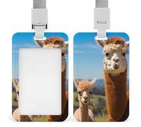 Funny Llama Alpaca ID Badge Holder with Lanyard Name Card Holders for Nurse Teacher Officer