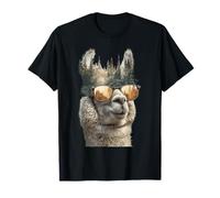 Funny Llama Alpaca with Sunglasses Animal Graphic T-Shirt