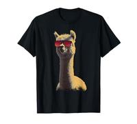 Funny Llama Alpaca with Sunglasses Animal Graphic T-Shirt