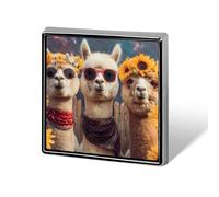 Funny Llama Alpacas Galaxy Sunflower Square Badge Metal Lapel Pins Custom Brooches for Clothing Decoration