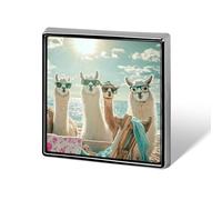 Funny Llama Beach Custom Lapel Pins Square Brooch Tie Suit Dress Accessories for Men Women Wedding Birthday
