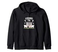 Funny Llama Flower Garland Como Te Question Mark Zip Hoodie