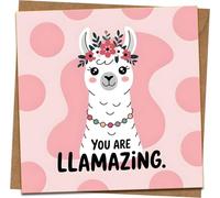 Funny Llama Greeting Card - You Are LLAMAZING - 145mm x 145mm Square Card with Kraft Envelope, Cute Animal Pun for Birthday, Thank You, Encouragement, Congrats, Friendship