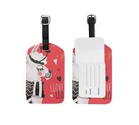Funny Llama Hearts Text Travel Luggage Tags Suitcase Baggage Tag Leather 1 Piece