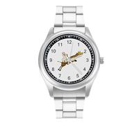 Funny Llama Ice Cream Riding Giraffe Personalized Quartz Watch Stainless Steel Wrist Watches with Arabic Numerals for Men Women