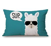 Funny Llama Lumbar Throw Pillow Cover 12x20 Inch Decorative Bedroom Living Room Sup Llama Rectanglar Cushion Case for Bed Sofa Couch